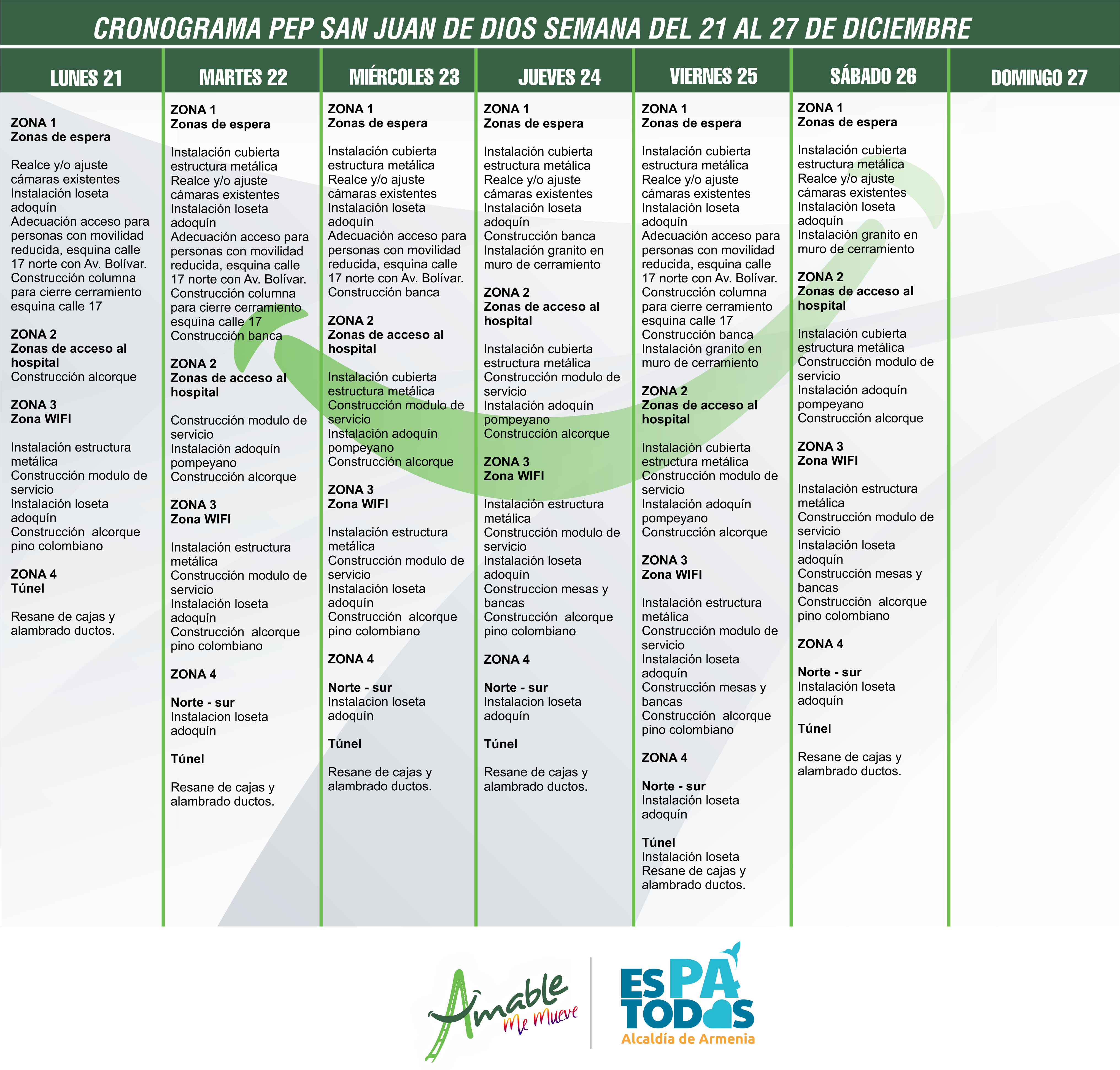 CRONOGRAMA SEMANA 21 27 DIC