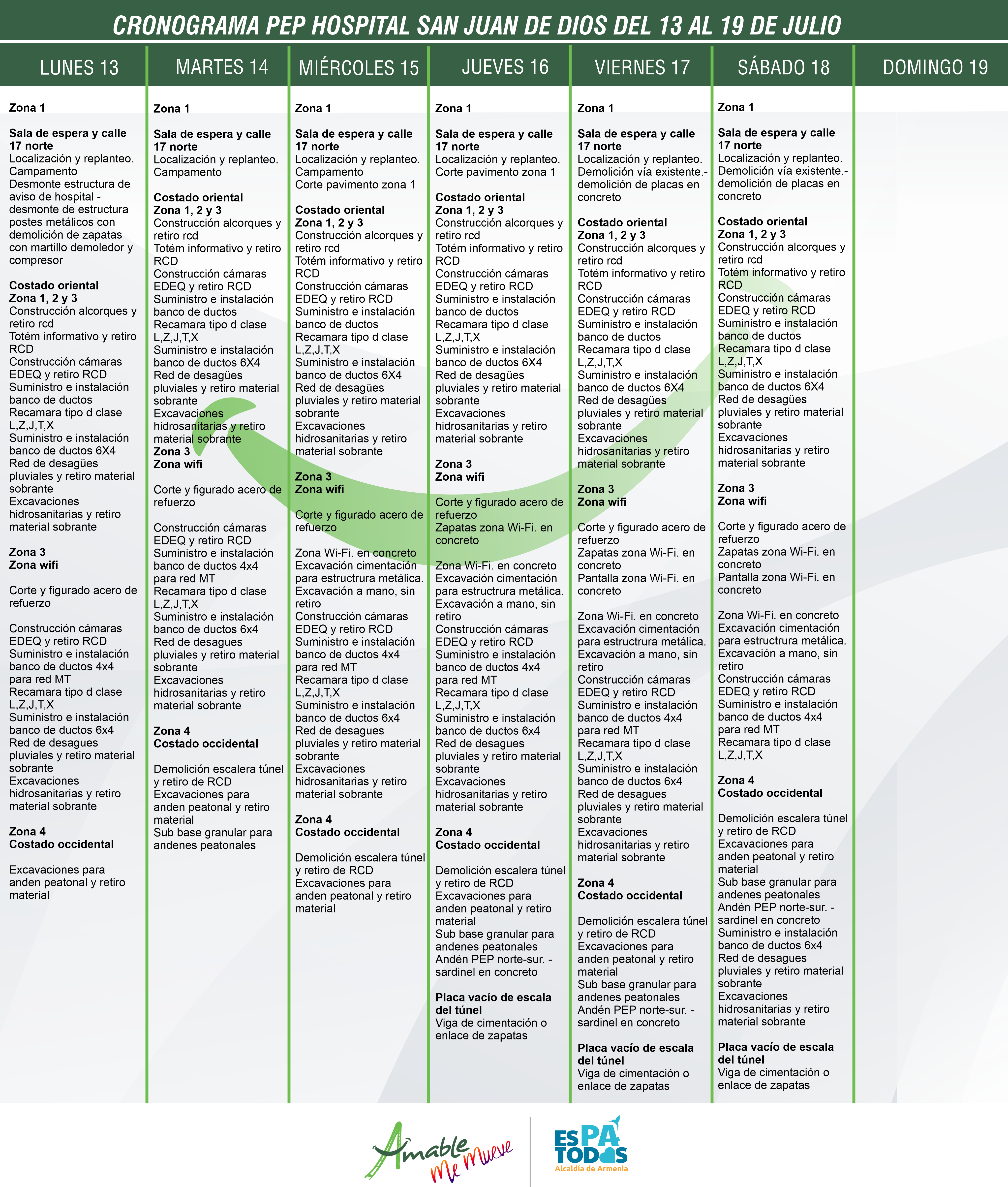 CRONOGRAMA SEMANA 13 AL 19 DE JULIO pep