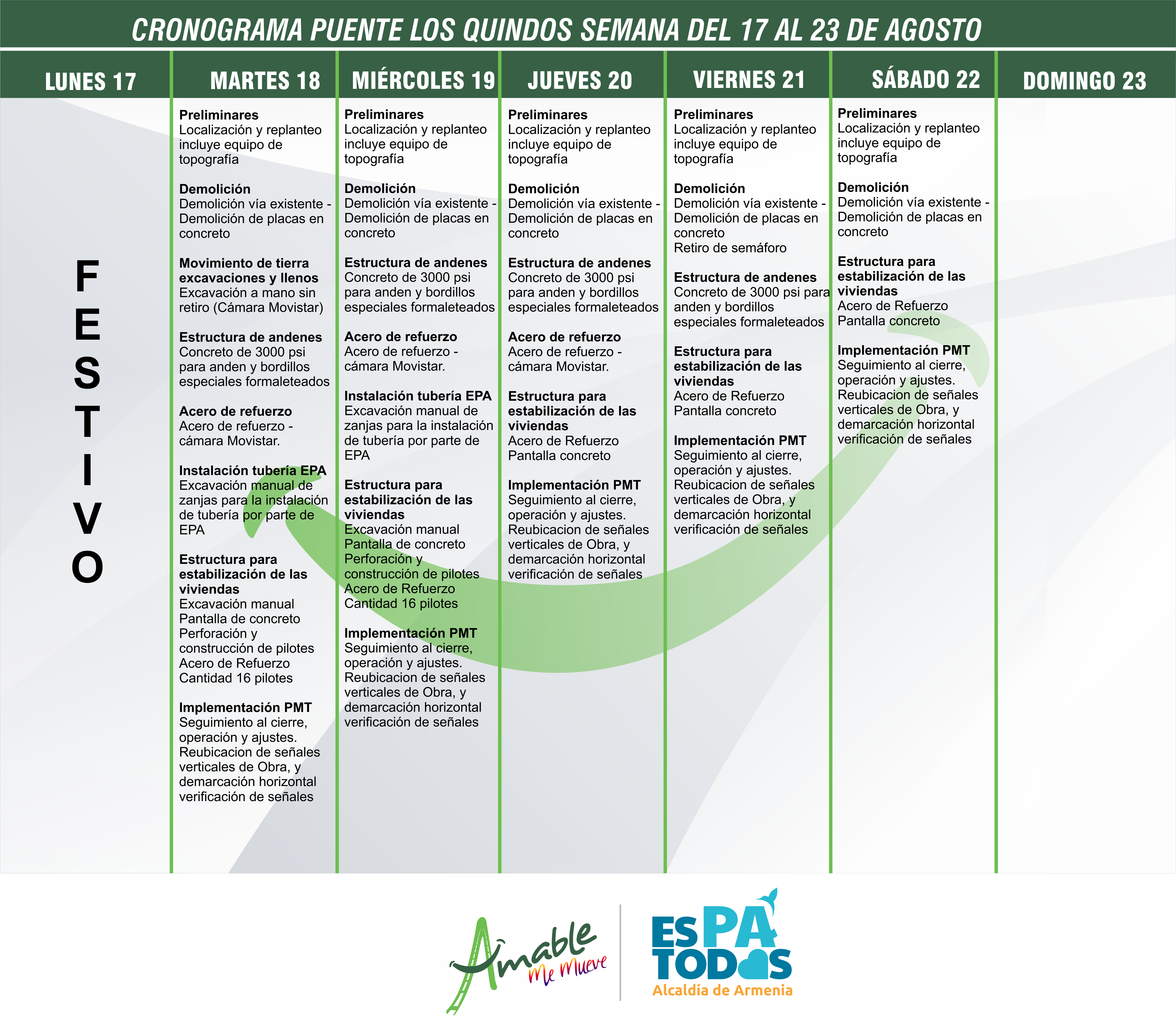 CRONOGRAMA SEMANA 17 AL 23 AG. PUENTE